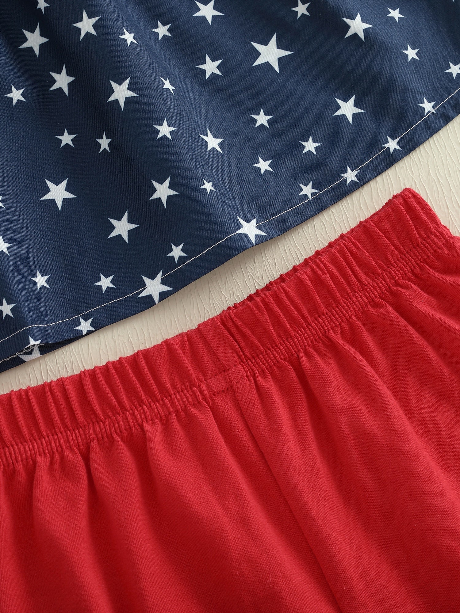 Kids Patriotic Shorts Set - Stars Print American Flag 4th