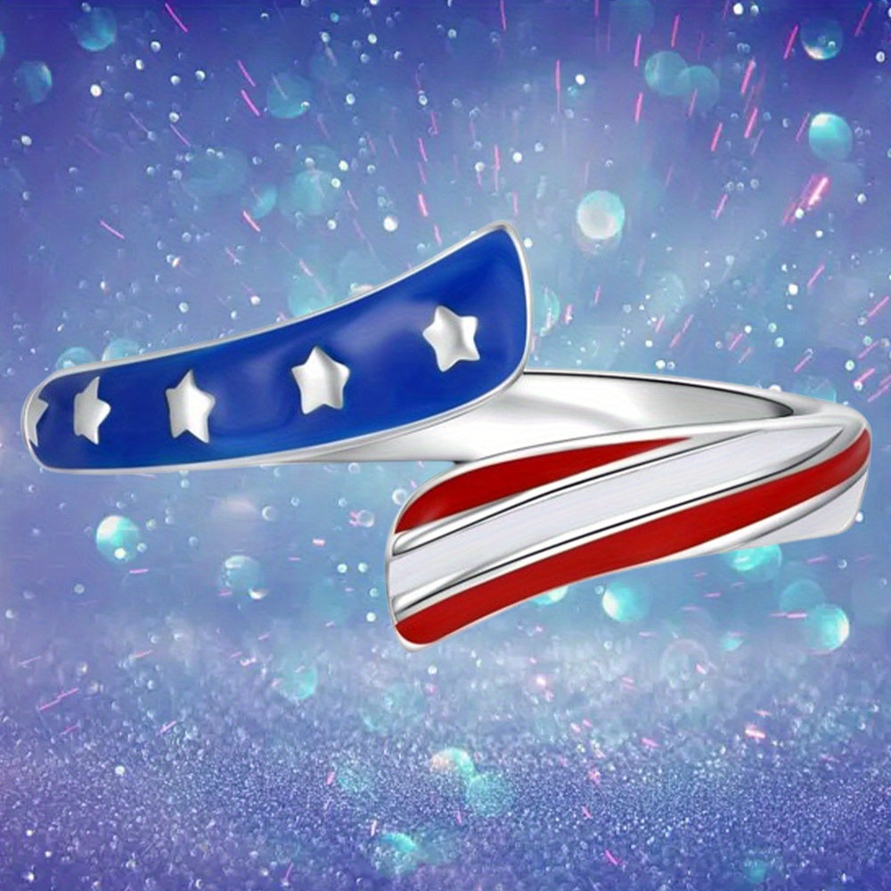 USA Flag Star Alloy Ring - Stylish Patriotic Independence Day Jewelry