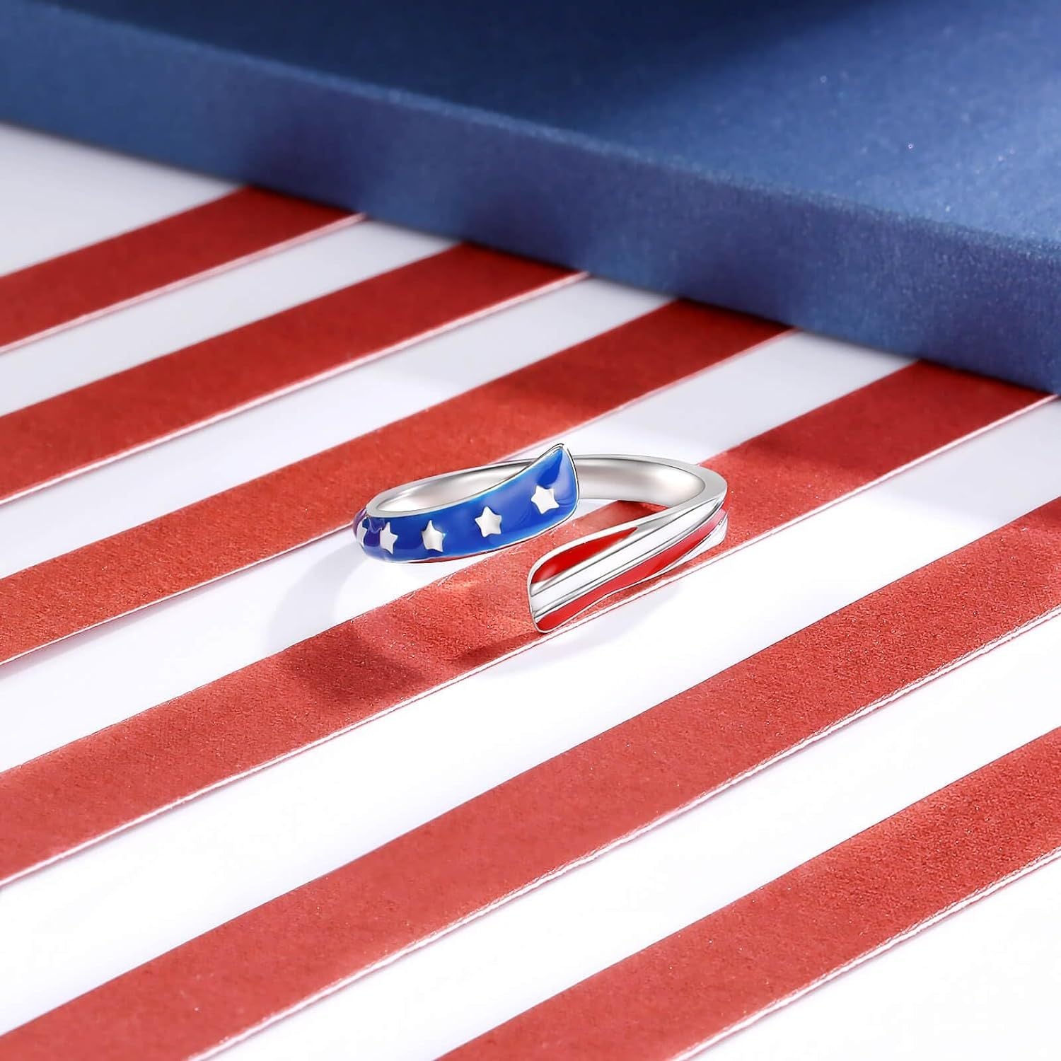 USA Flag Star Alloy Ring - Stylish Patriotic Independence Day Jewelry