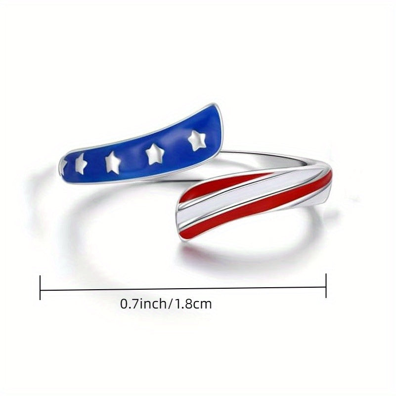 USA Flag Star Alloy Ring - Stylish Patriotic Independence Day Jewelry