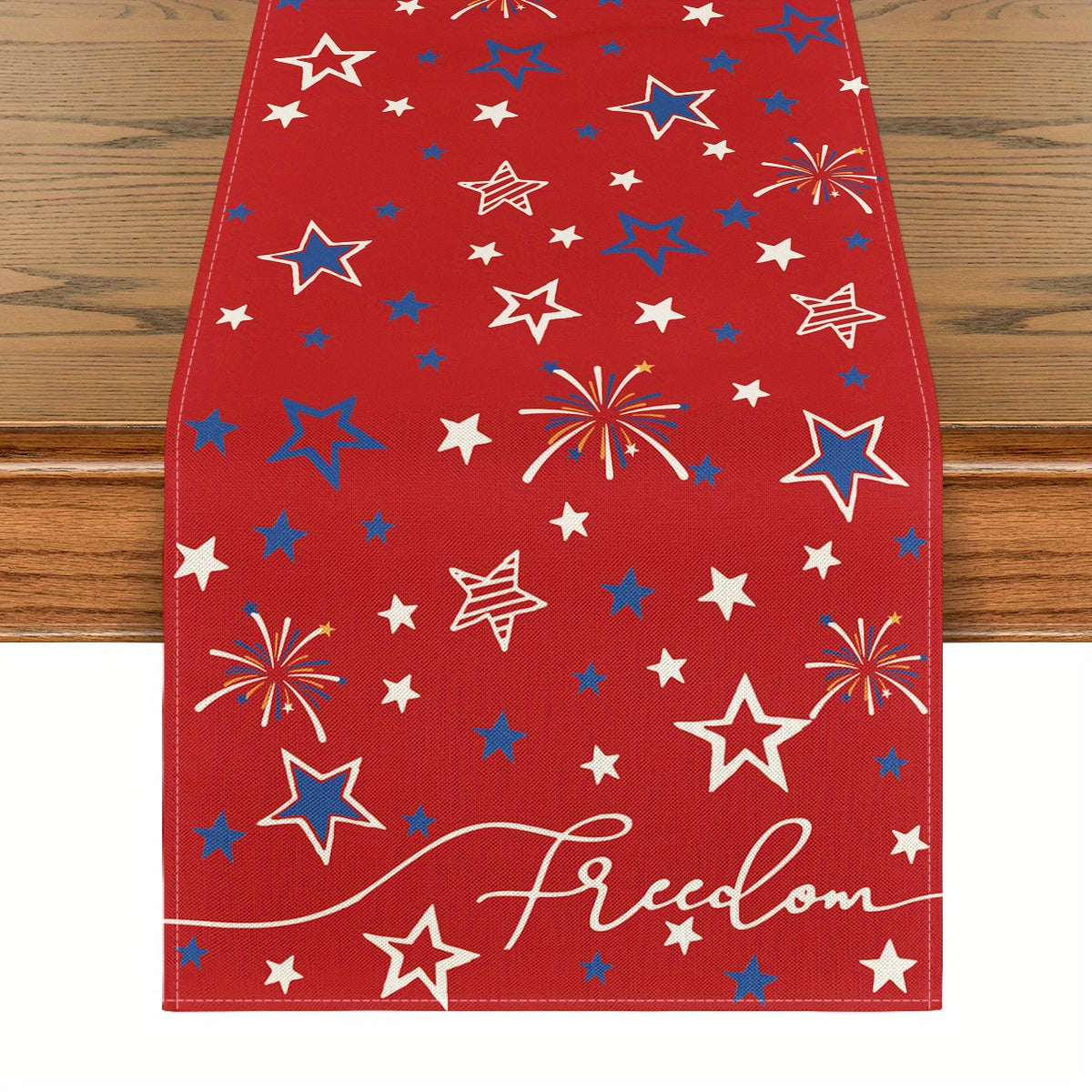 Patriotic Freedom Stars Table Runner 13x72 Inch - Indoor Outdoor