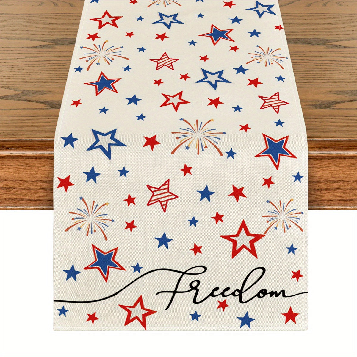 Patriotic Freedom Stars Table Runner 13x72 Inch - Indoor Outdoor