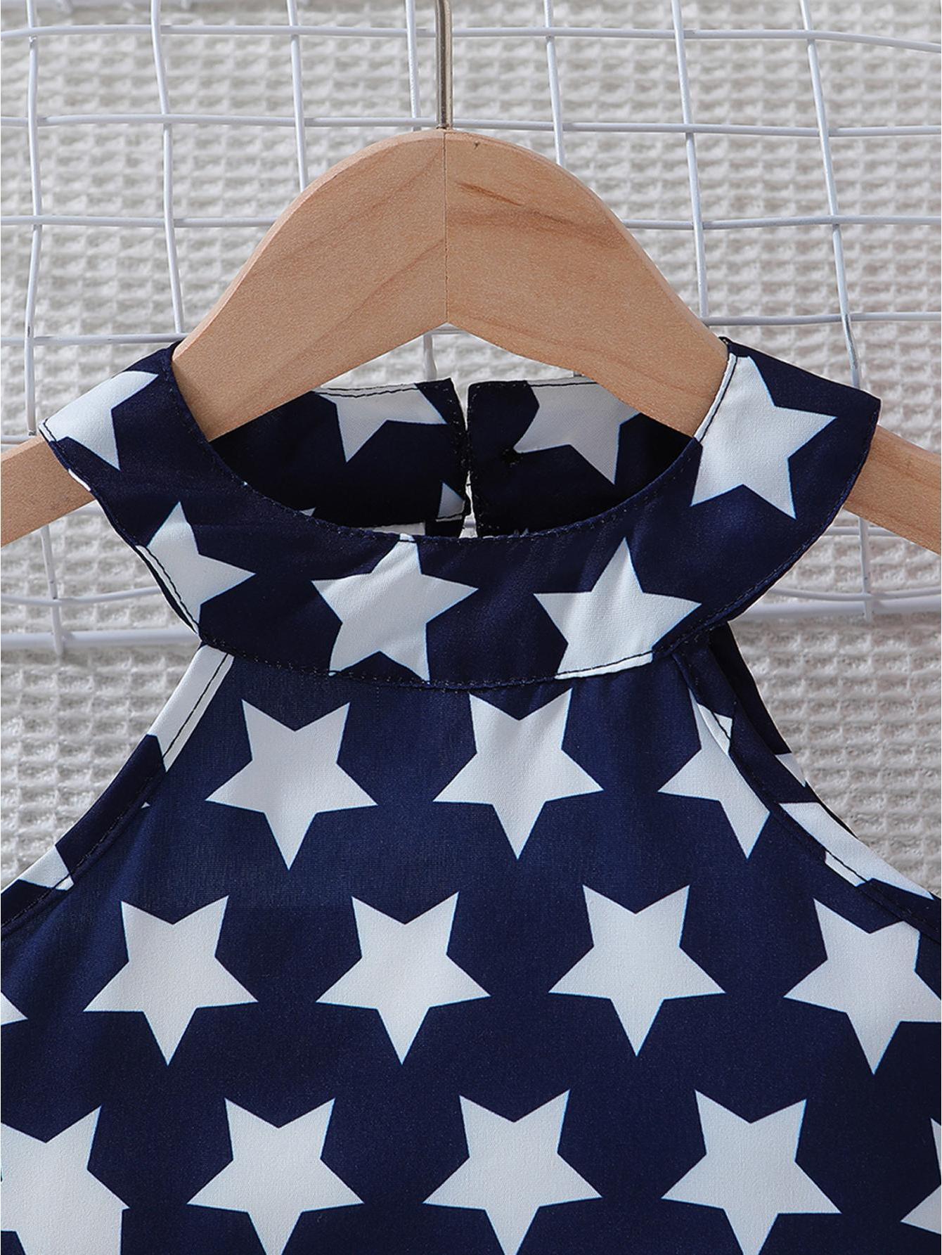 Patriotic Baby Girl Tank & Shorts - Star Print Red White Blue