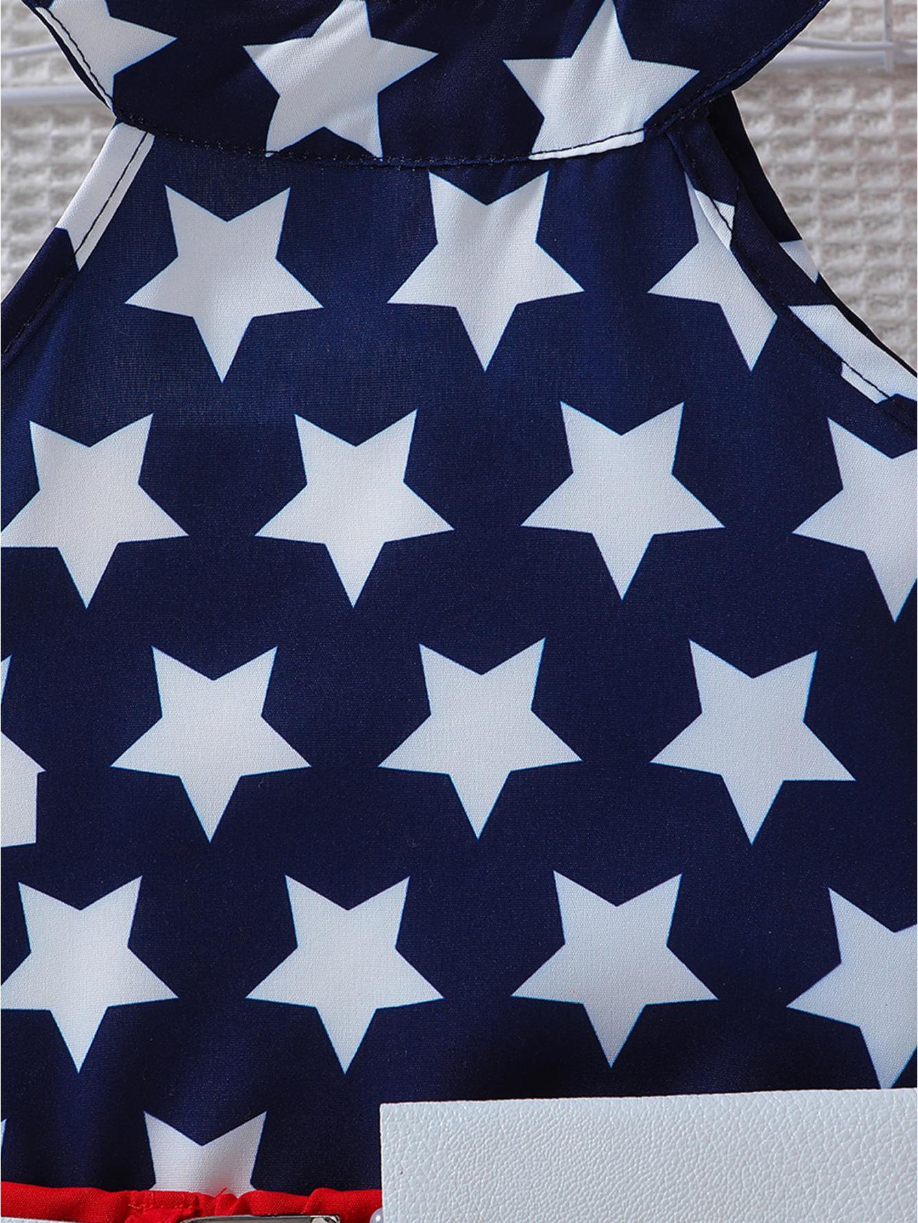 Patriotic Baby Girl Tank & Shorts - Star Print Red White Blue