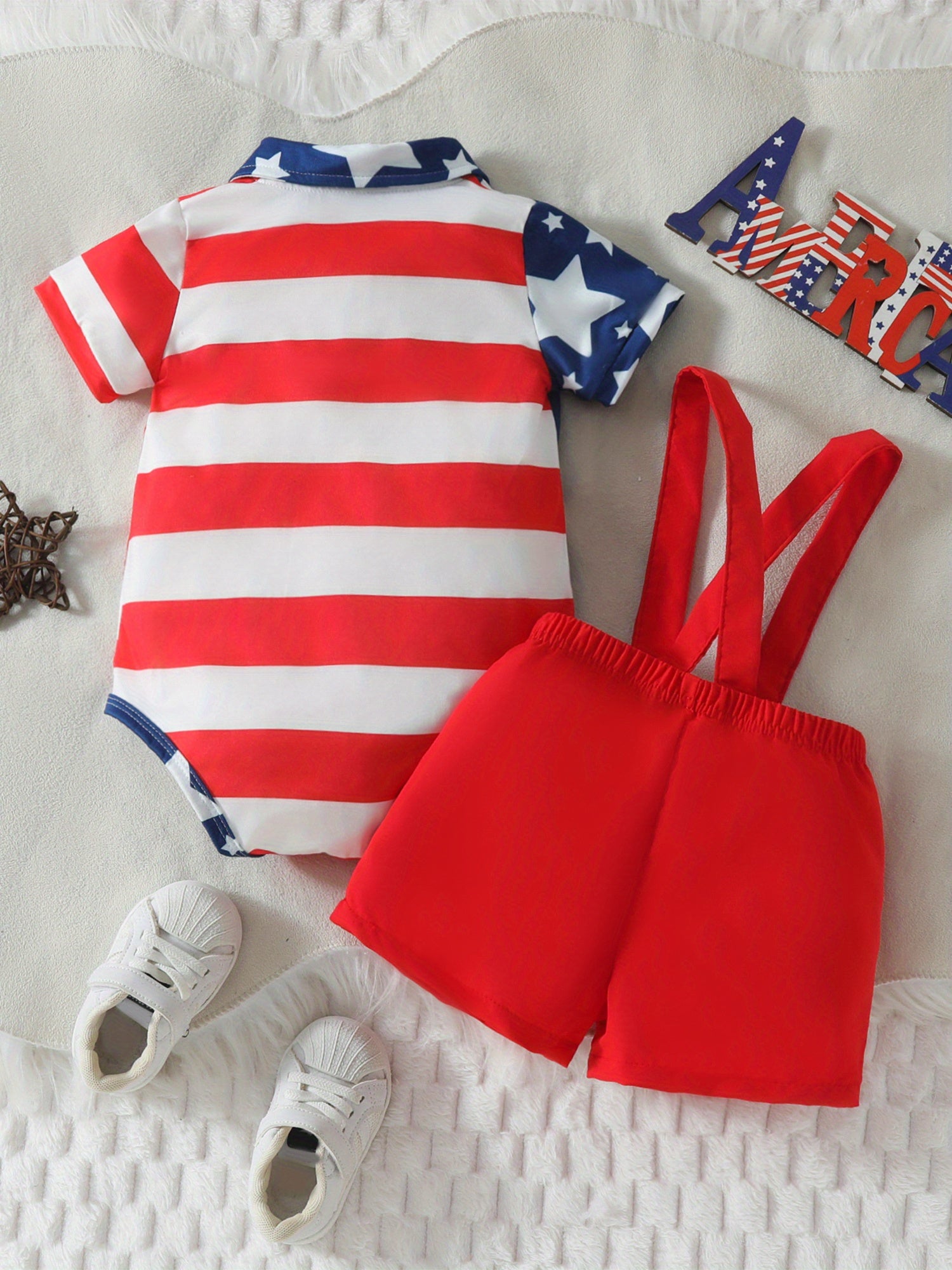 Baby Romper - Striped Red White Blue Outfit