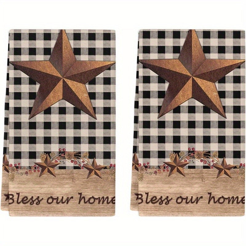 Western Texas Star Kitchen Towels - Set of 2 Ultra Soft 18x26 Inch