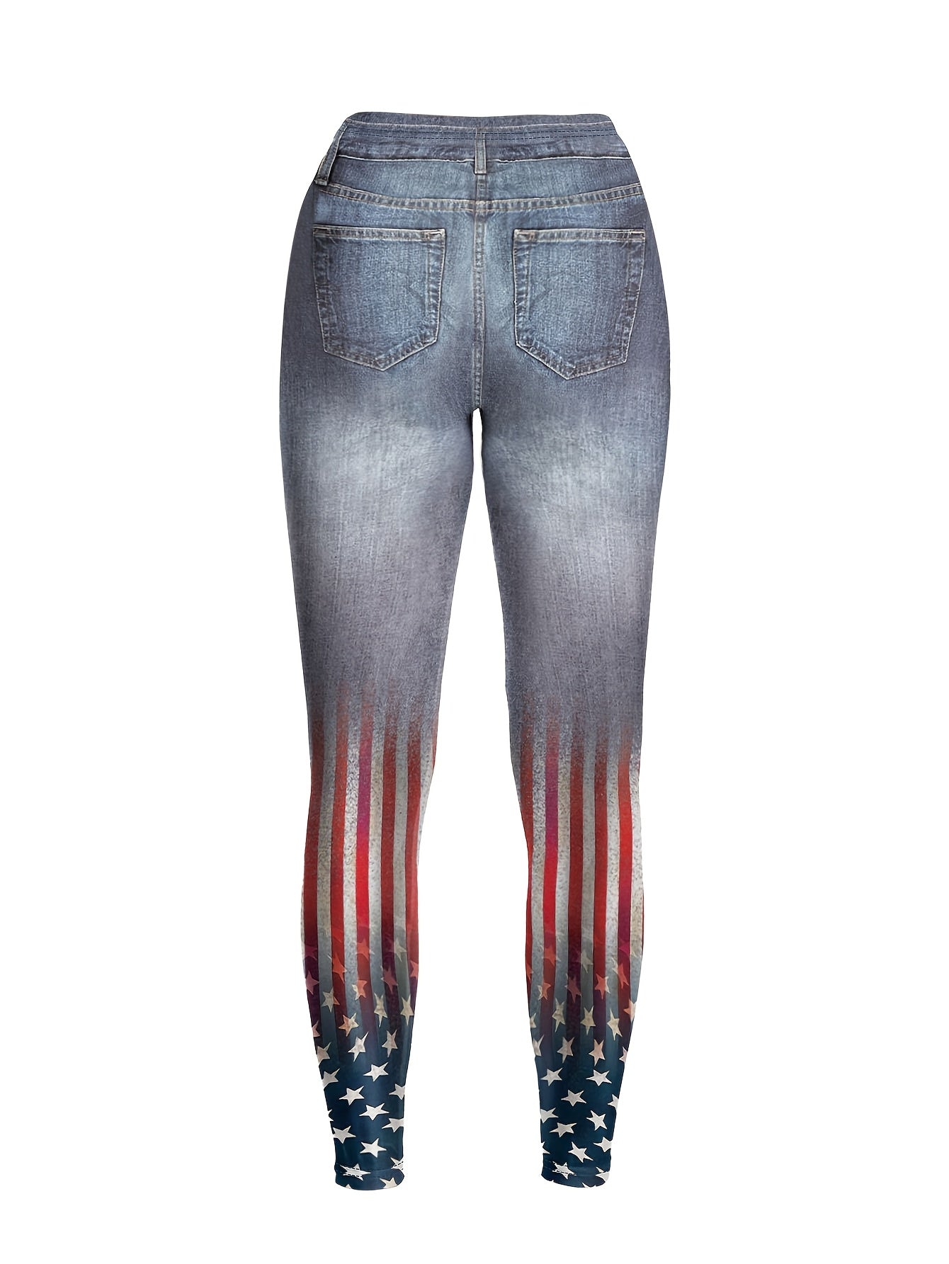 Women's Patriotic Flag 3D Print High-Waist Denim-Look Leggings