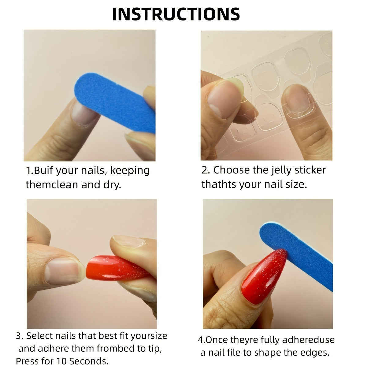 24pcs Patriotic Red White Blue Star Press-On Nails - Square Glossy