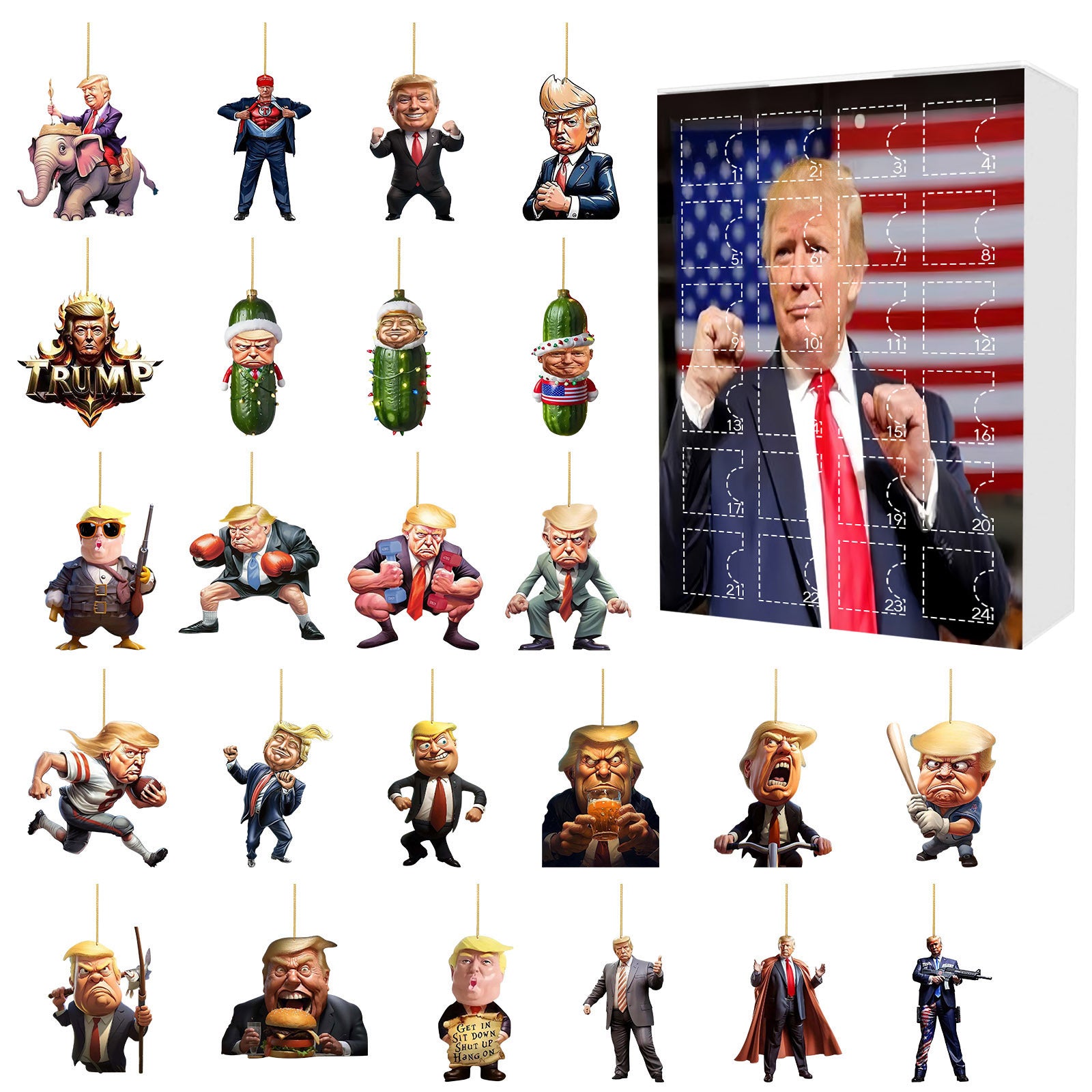 Trump Themed 24-Day Advent Countdown Calendar - Holiday Decor