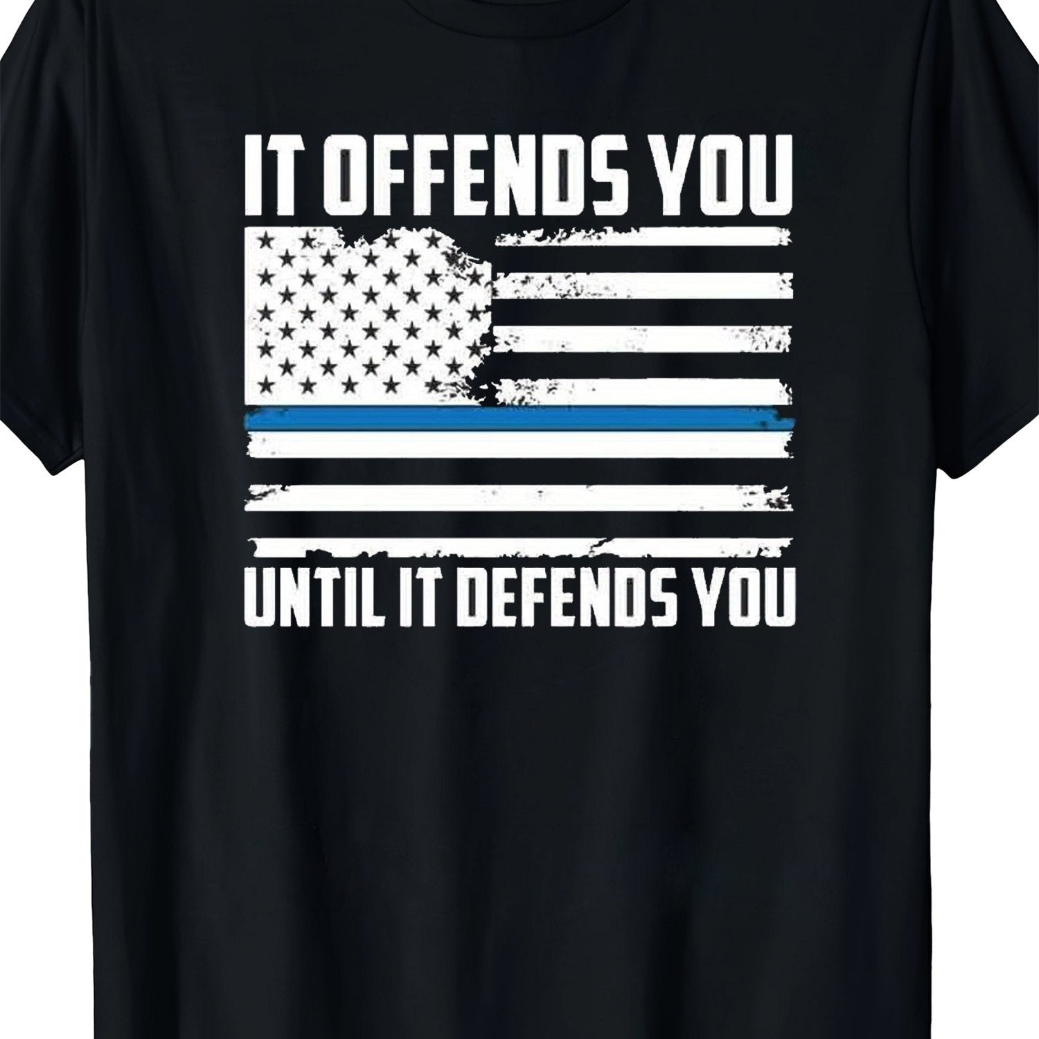 Patriotic T-Shirt - Thin Blue Line American Flag Tee