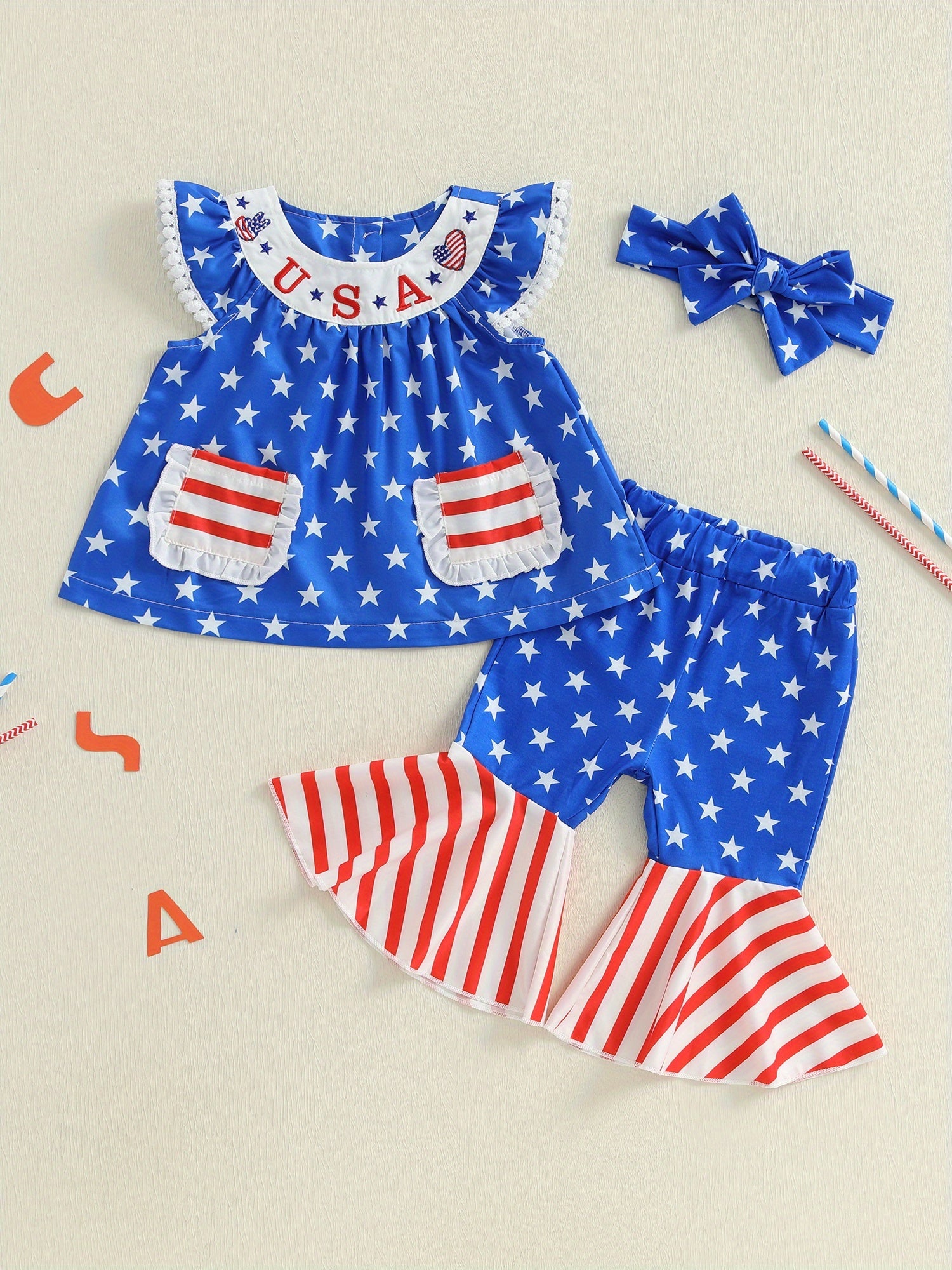 4th July Baby Outfit - Red White Blue Toddler Set