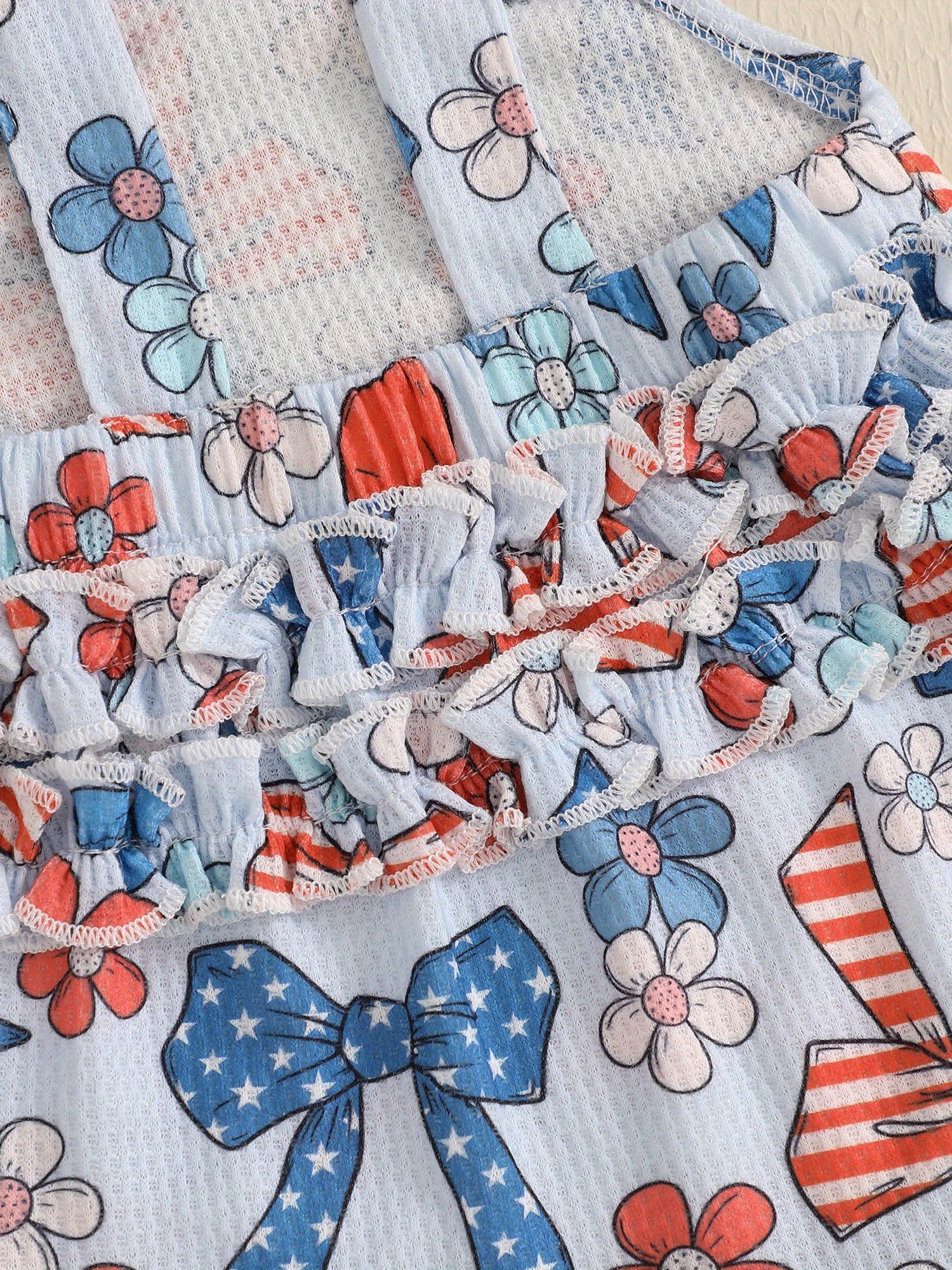 Patriotic Baby Romper - Red White Blue Stars