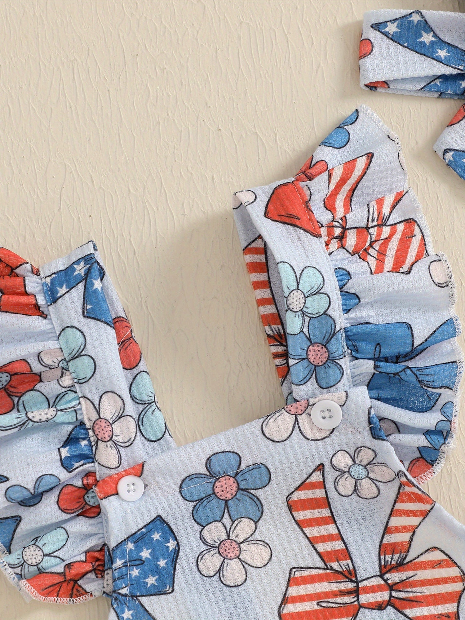 Patriotic Baby Romper - Red White Blue Stars