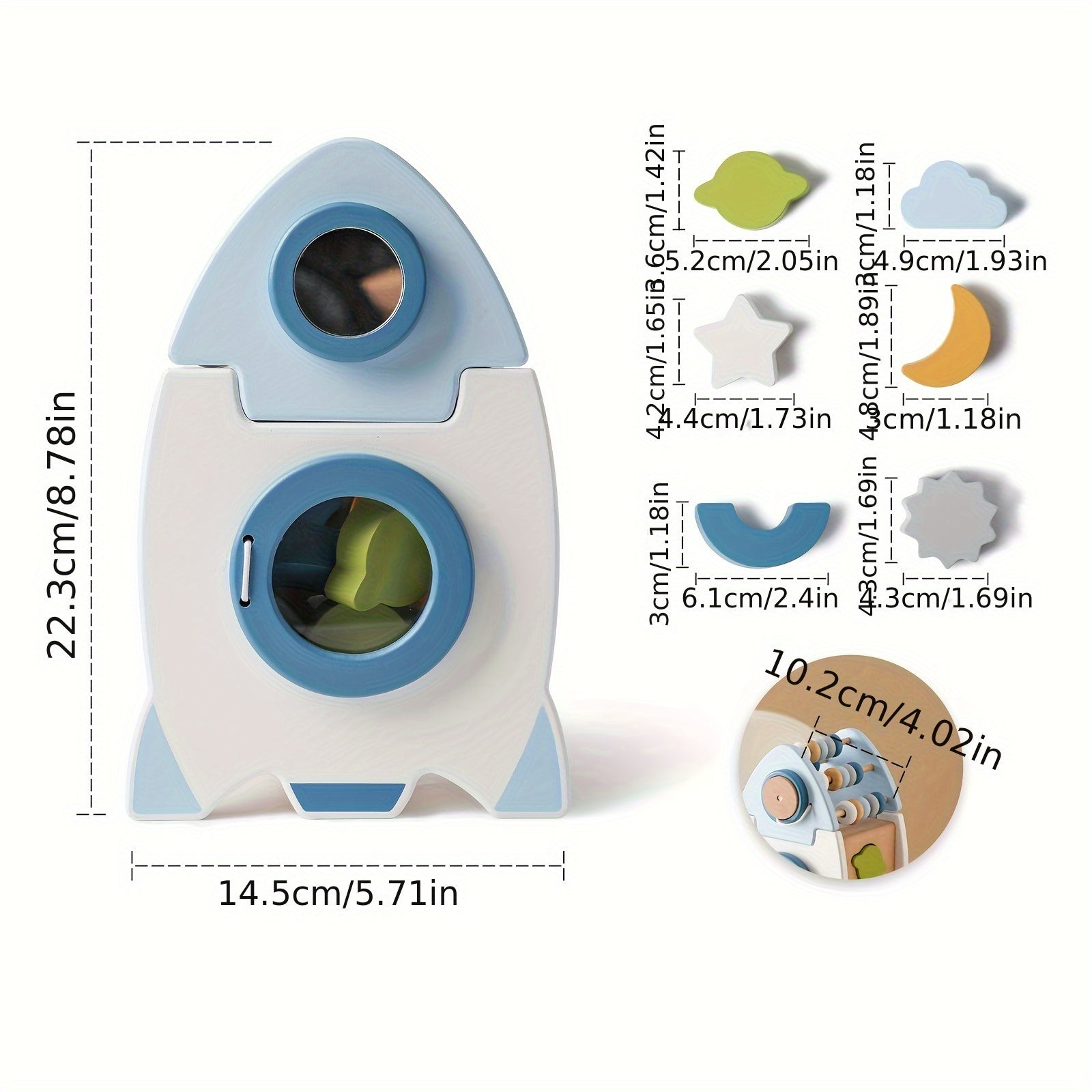 Wooden Rocket 5-in-1 Educational Playset - Baby Toy 18 Months+