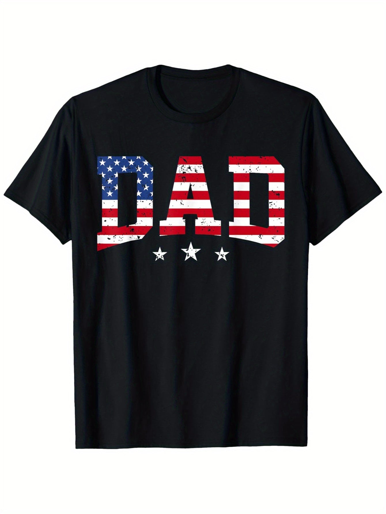 USA Patriotic Dad American Flag T-Shirt - 100% Cotton Crew Neck