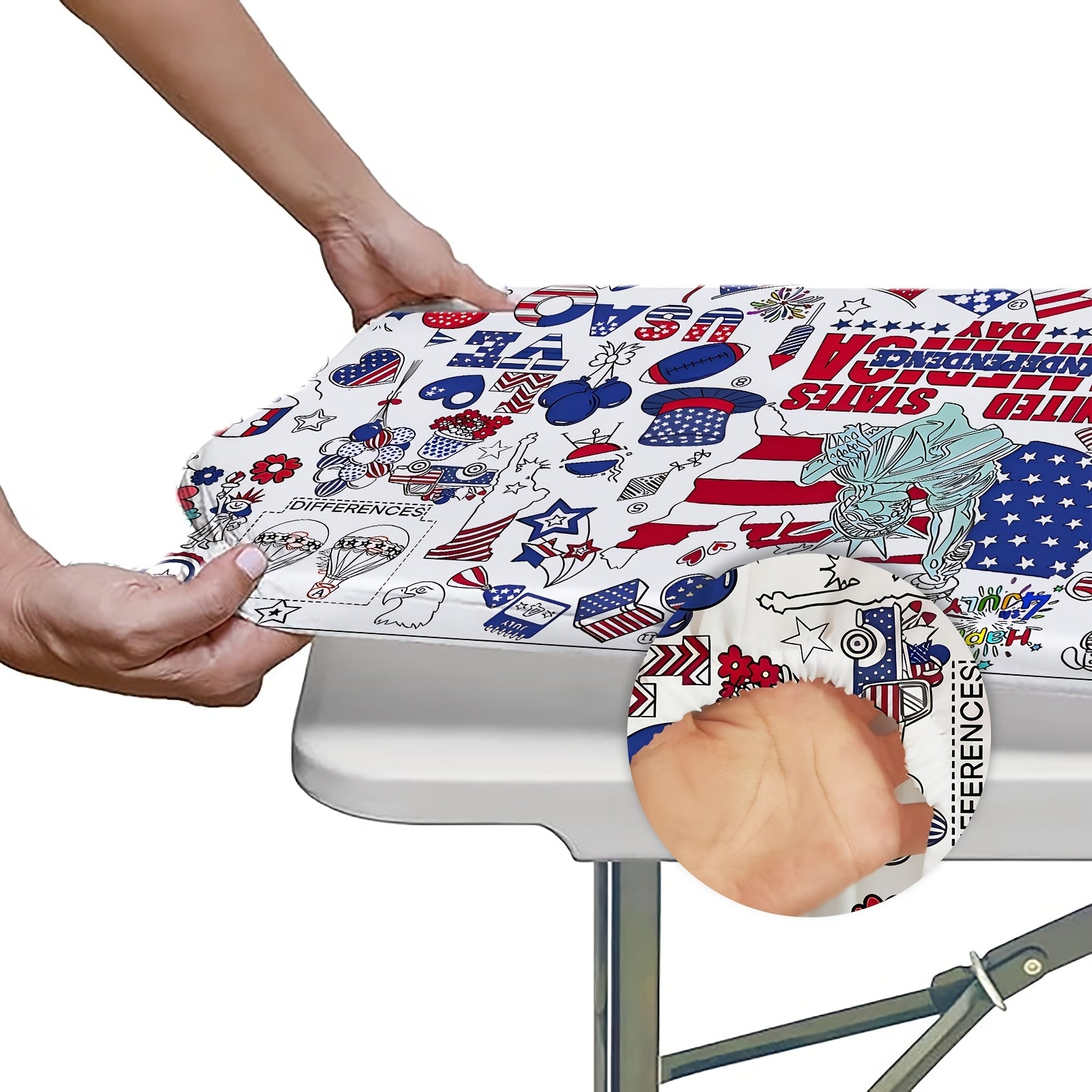 Patriotic Watercolor Poppy Flowers Stars & Stripes Rectangle Tablecloth