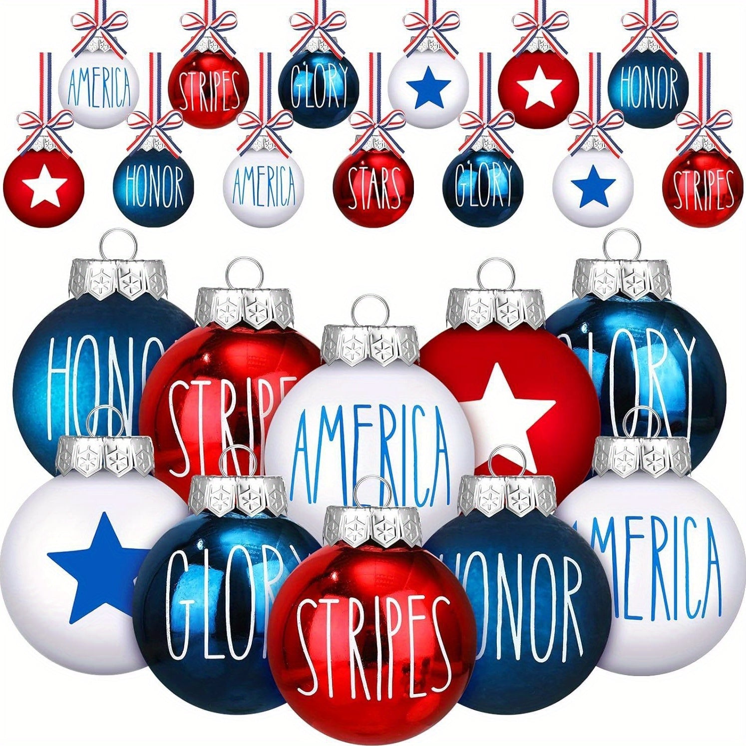 Patriotic Hanging Ornaments - Red White Blue 4th July Balls