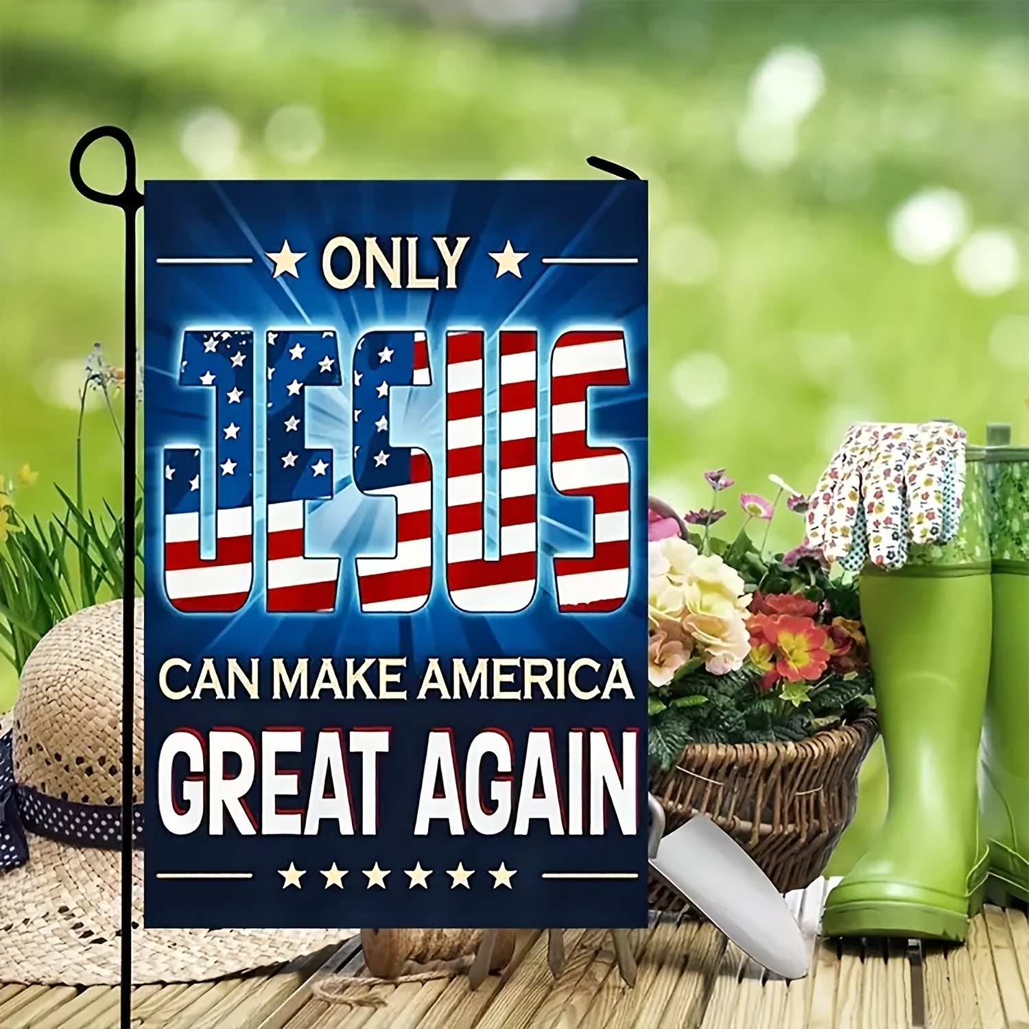 Only Jesus Can Make America Great Again Garden Flag - 12x18in