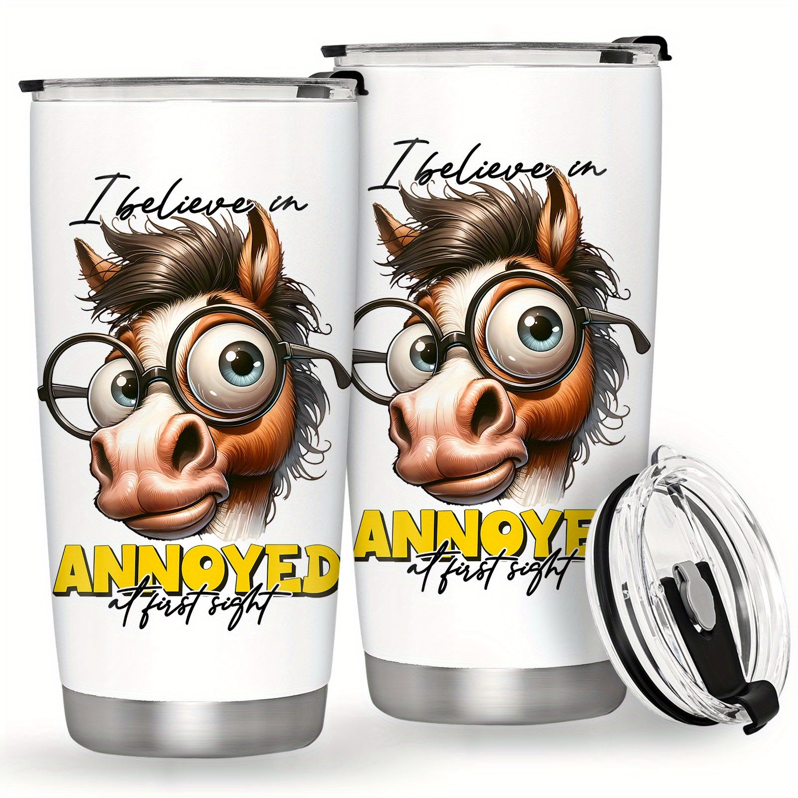 20oz Horse Print Stainless Steel Tumbler - Leak Proof Insulated Mug