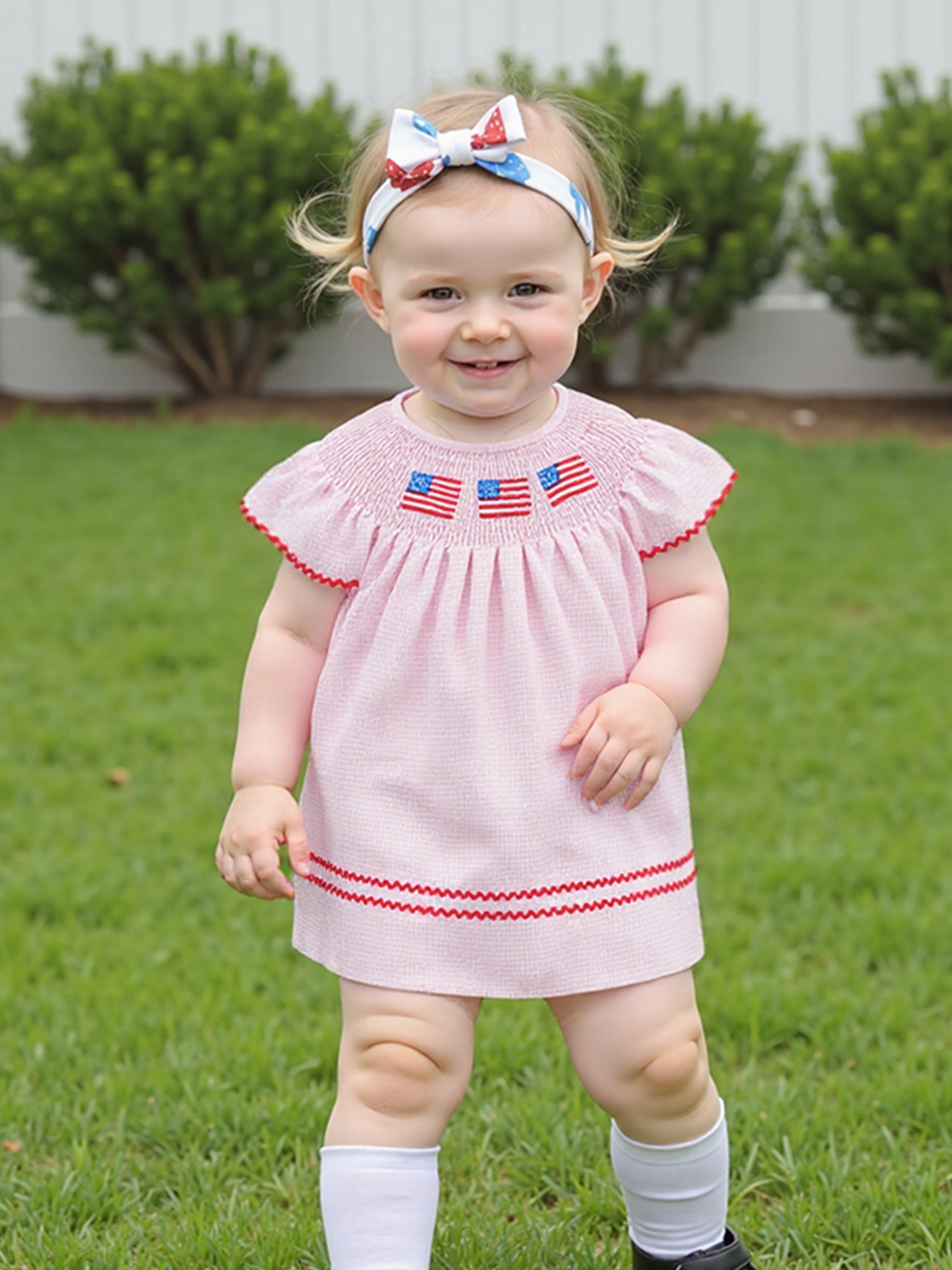 Patriotic Baby Dress - American Flag Red White Blue