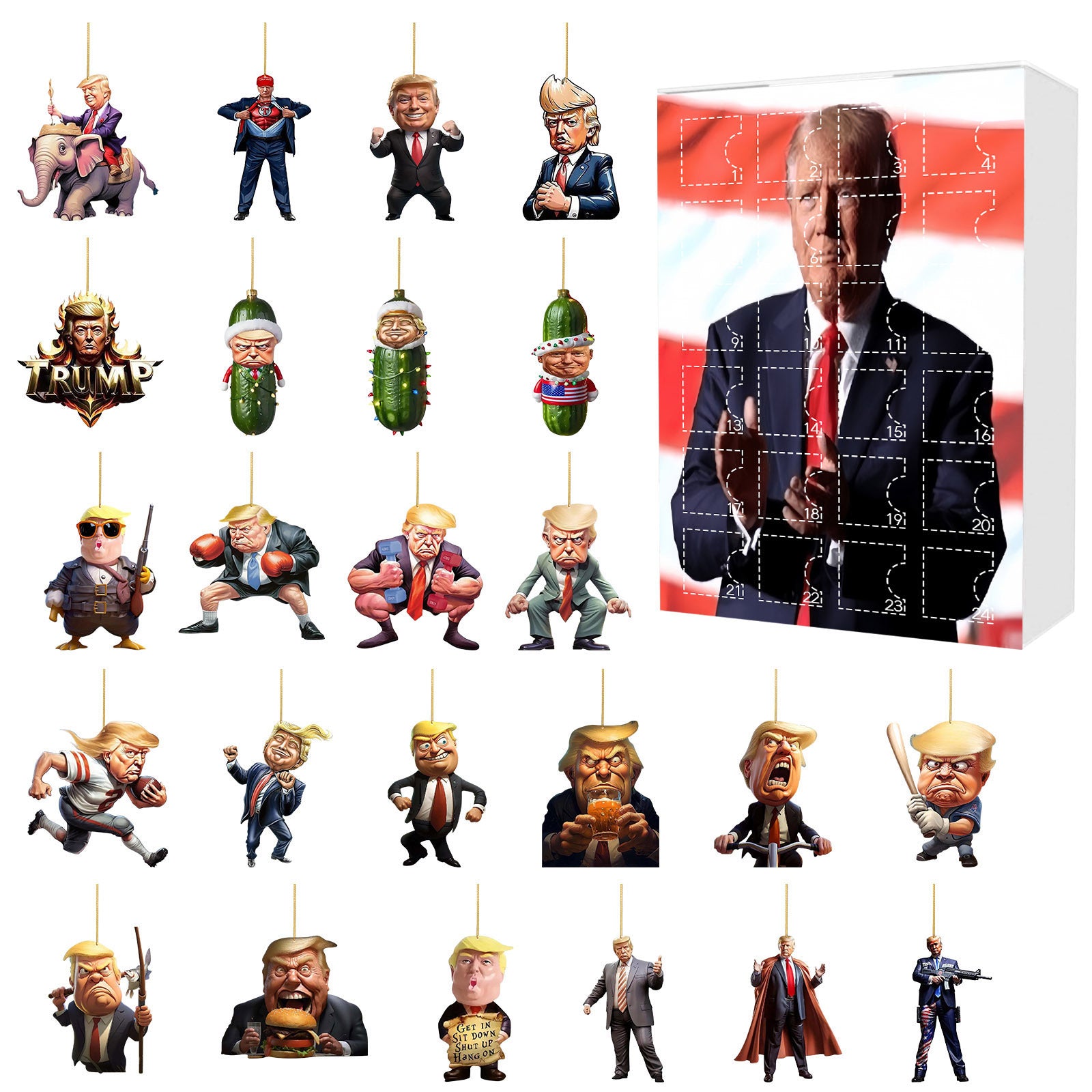 Trump Themed 24-Day Advent Countdown Calendar - Holiday Decor