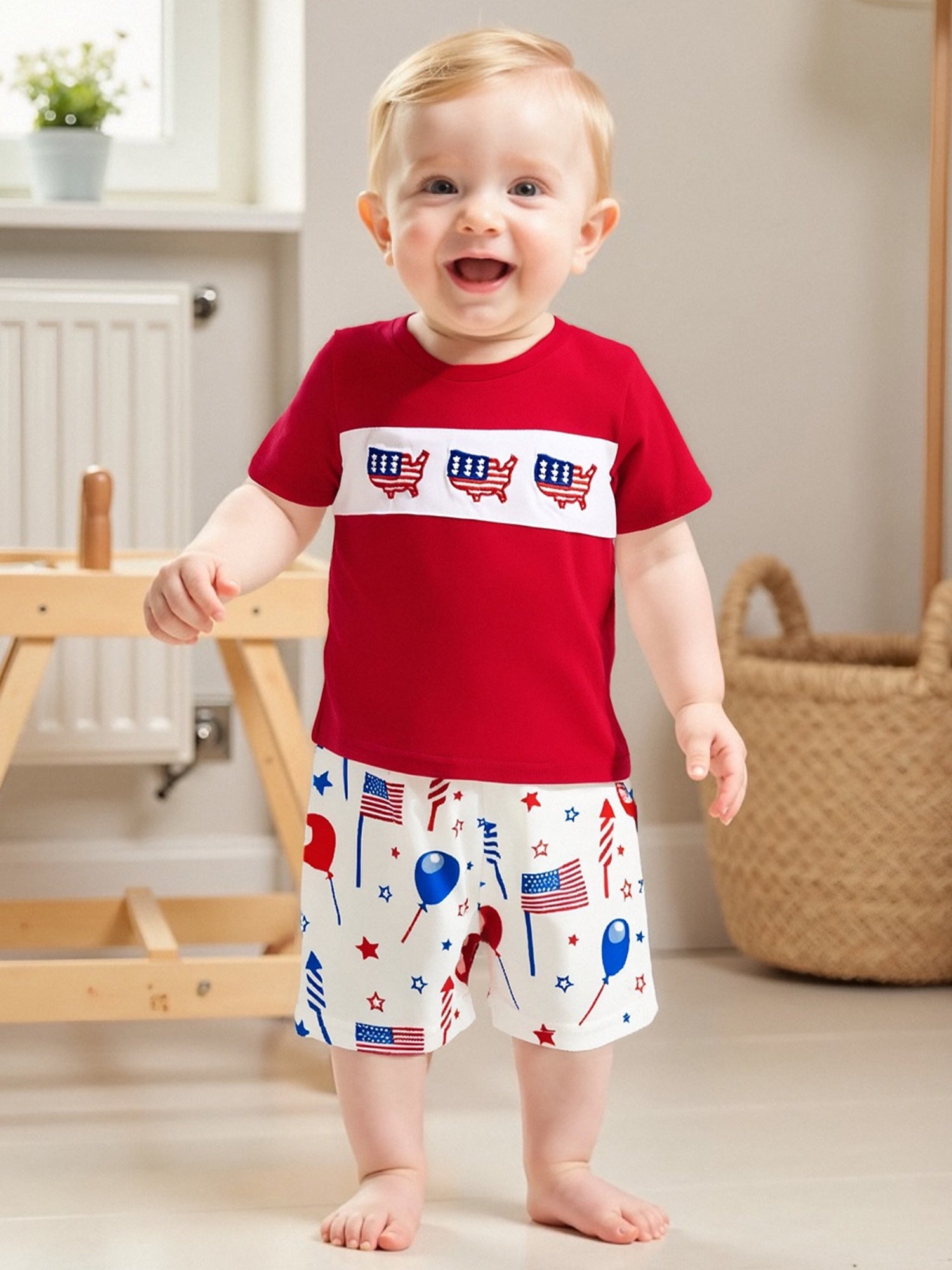Kids Patriotic T-Shirt - Fun 4th July Shorts Outfit