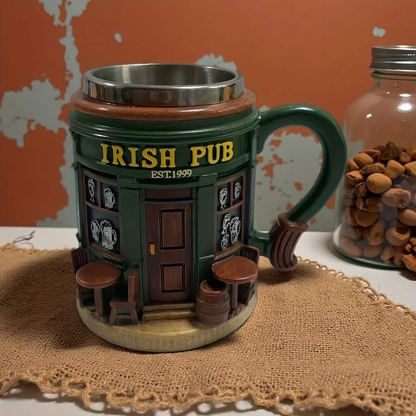 Irish Tree Mug – Stainless Steel & Resin Shamrock Cup