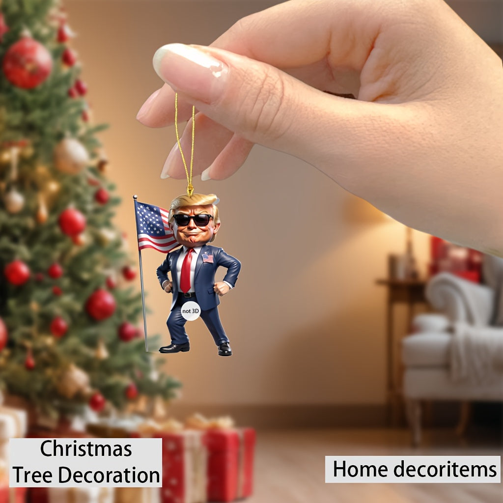 Acrylic Trump Caricature Pendant - Holiday Hanging Ornament