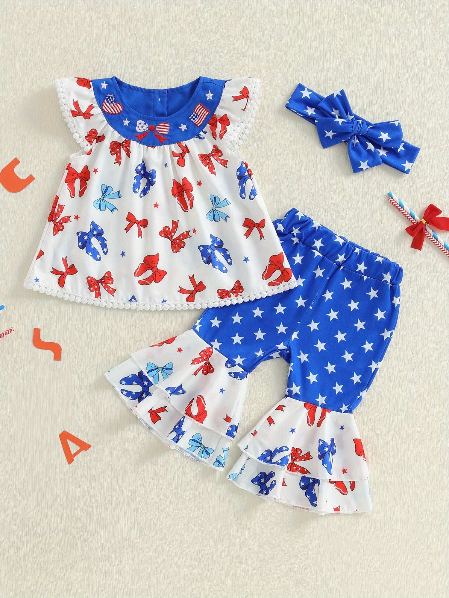 4th July Baby Outfit - Red White Blue Toddler Set