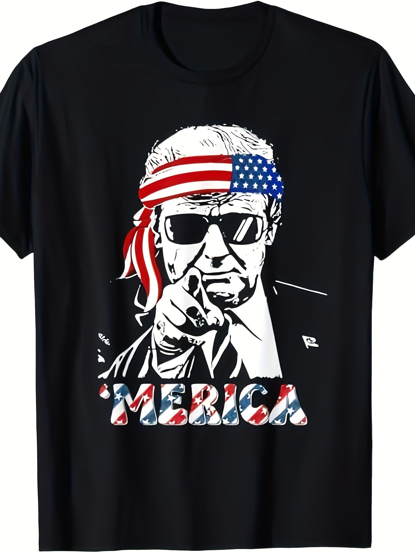 MERICA Trump American Flag T-Shirt - 100% Cotton Digital Print