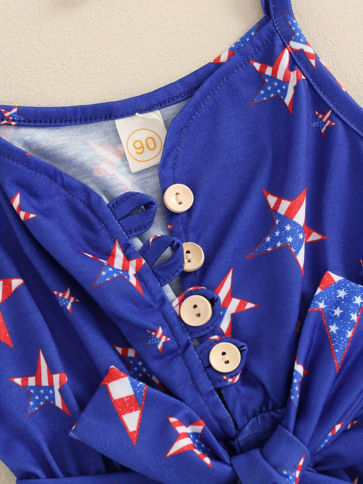 Baby Girl Cartoon Tie Strap Button Jumpsuit Playsuit with Belt