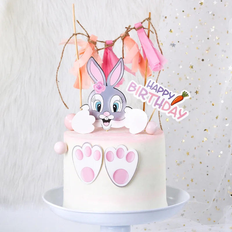 Bunny Cake Topper - Happy Birthday Kid Party Decor