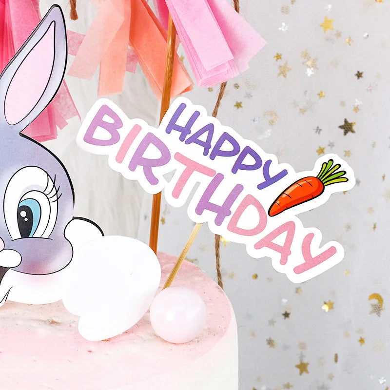 Bunny Cake Topper - Happy Birthday Kid Party Decor