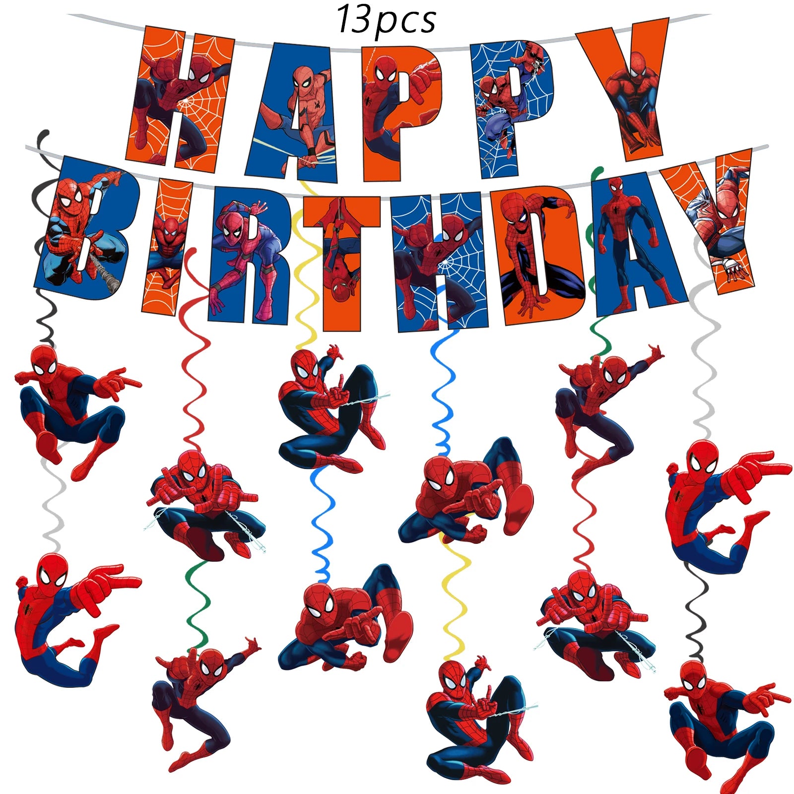 Spider Man Birthday Supplies - Party Decor 7pc
