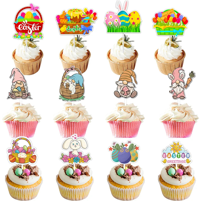 Easter Bunny Cupcake Toppers - Easter Party Decor 12pc