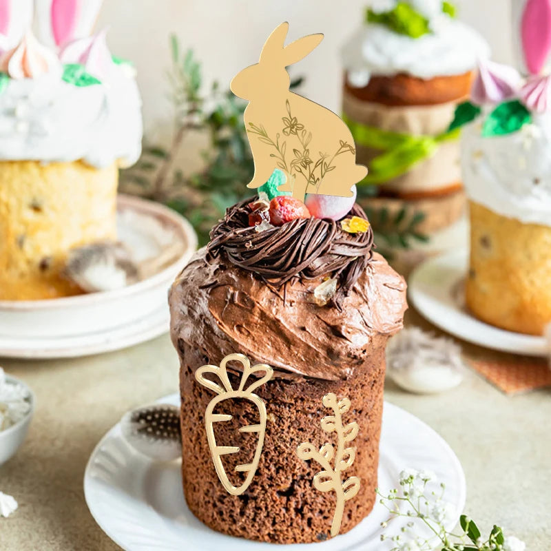 Easter Bunny Cake Topper - Happy Easter Party Decor 5pc