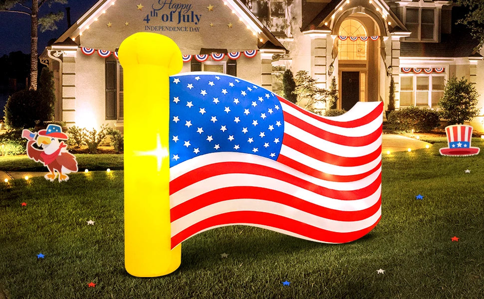 Patriotic Inflatable Plane - American Flag Decor Red White Blue