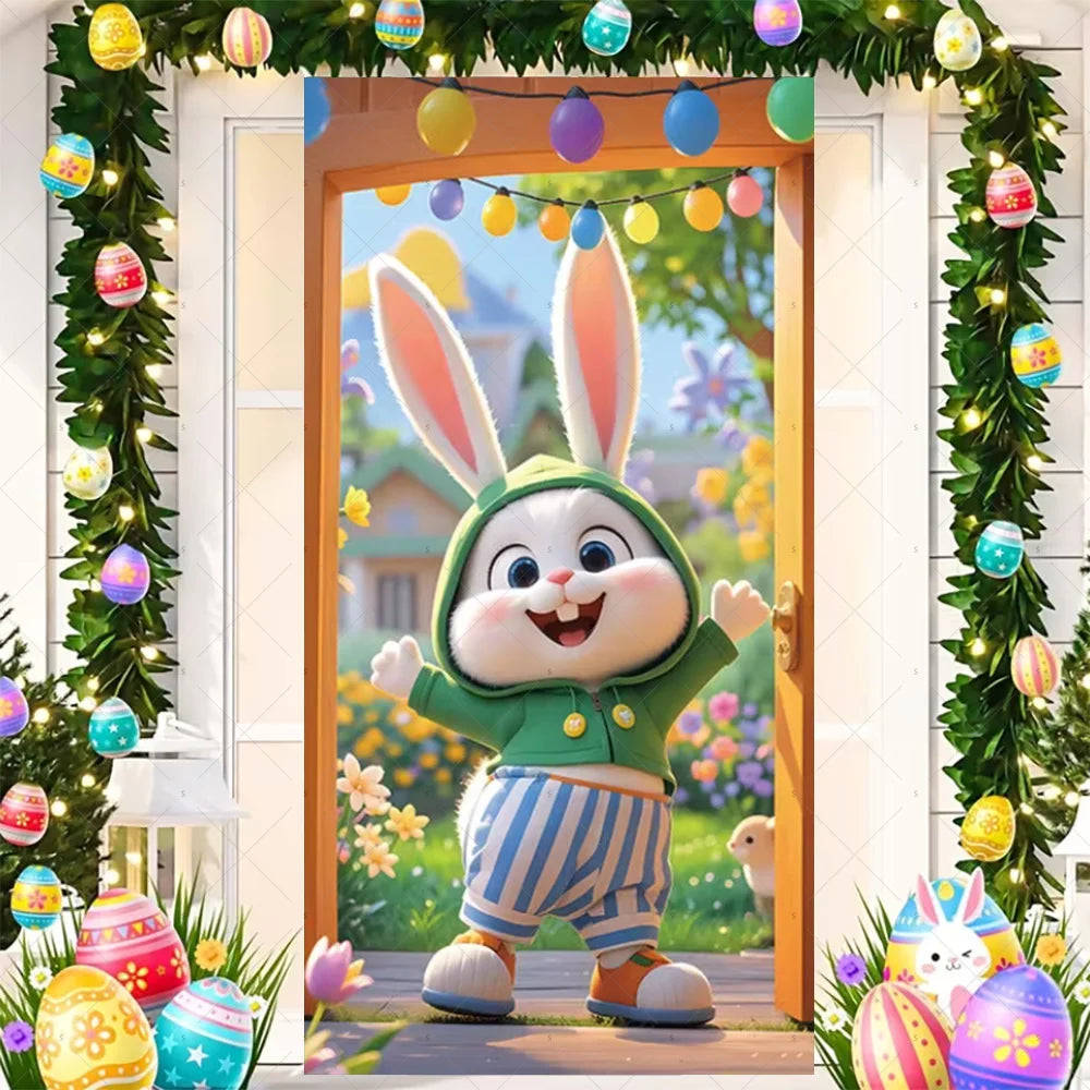 Easter Bunny Door Cover - Spring Garden Party Decor