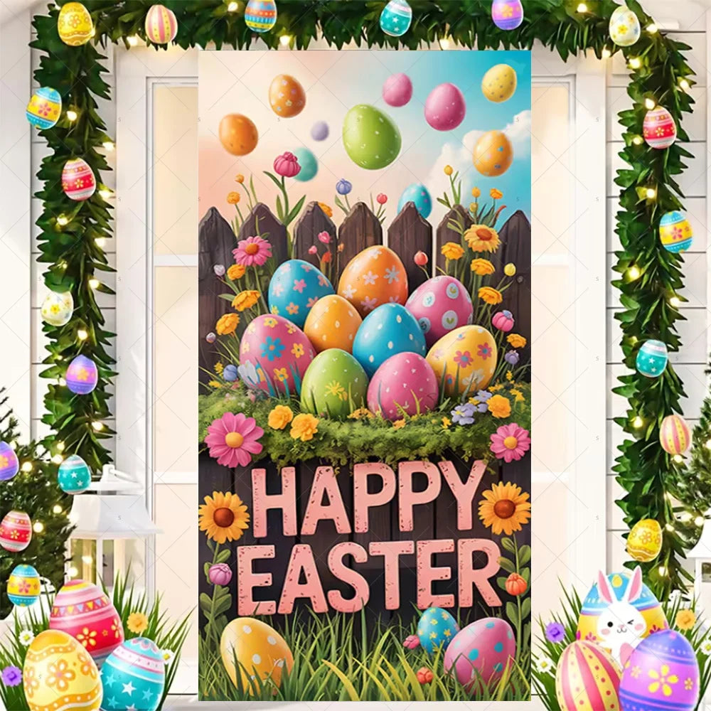 Easter Bunny Door Cover - Spring Garden Party Decor