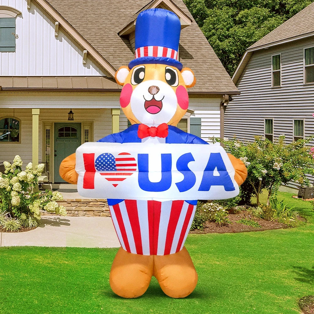 Patriotic Inflatable Plane - American Flag Decor Red White Blue