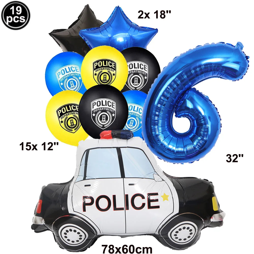 Police Car Balloons - Fun Kids Party Decorations
