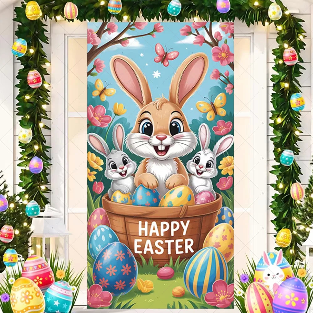 Easter Bunny Door Cover - Spring Garden Party Decor