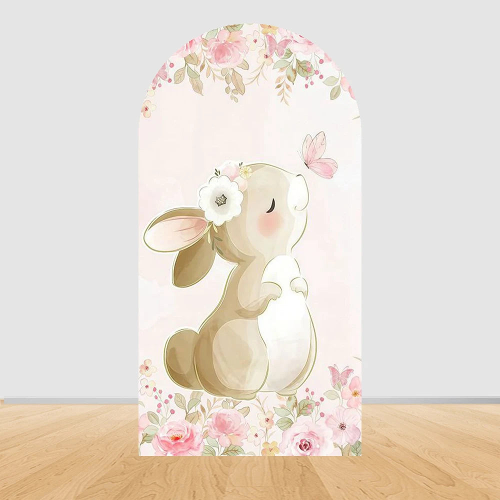 Easter Bunny Birthday Arch Backdrop - Girl Party Decor