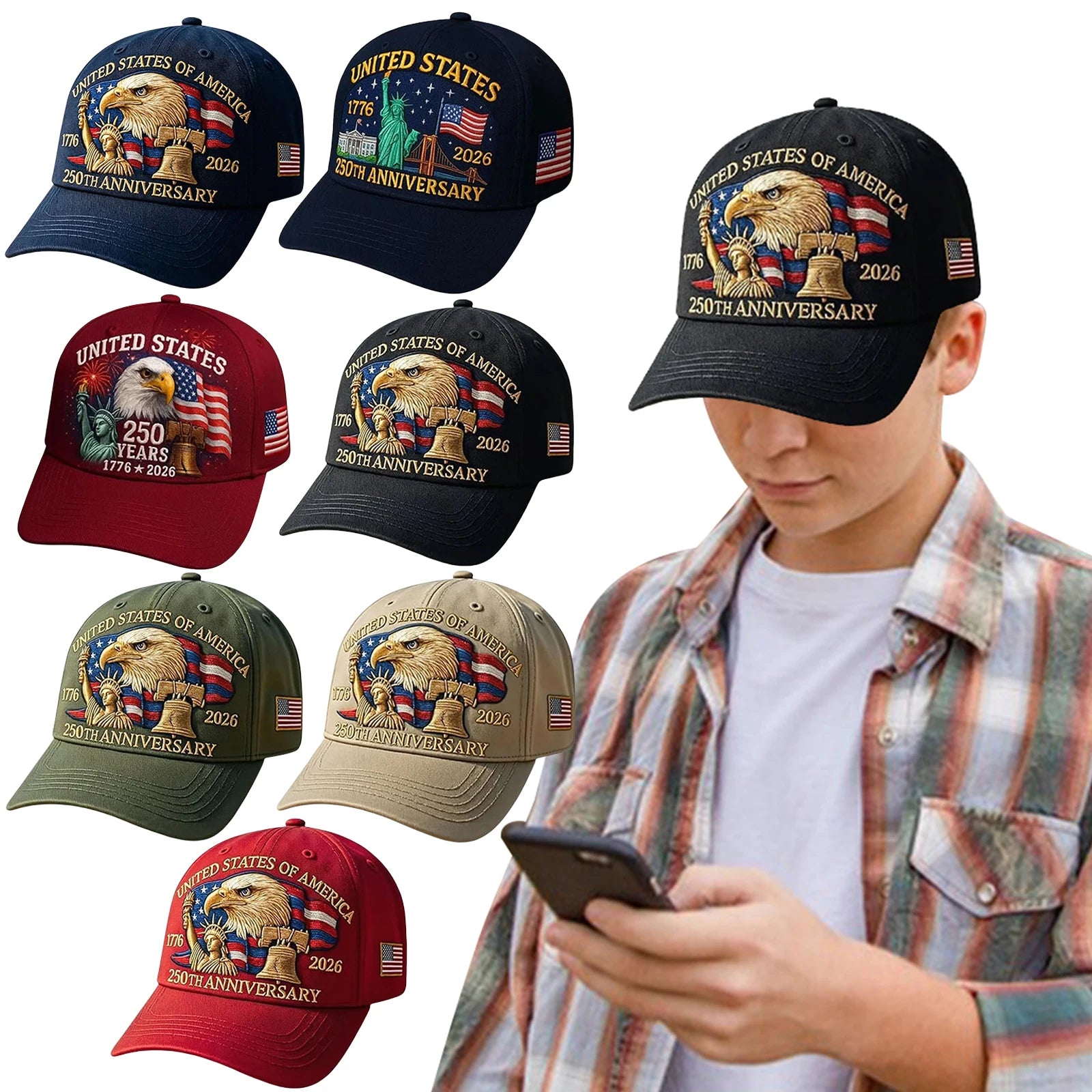 Patriotic Cap - Retro 250th Anniversary USA Hat