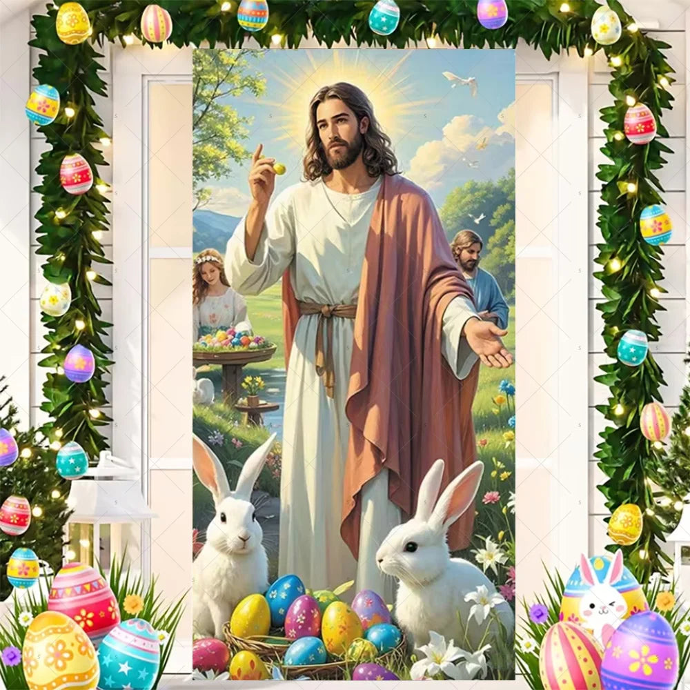 Easter Bunny Door Cover - Spring Garden Party Decor