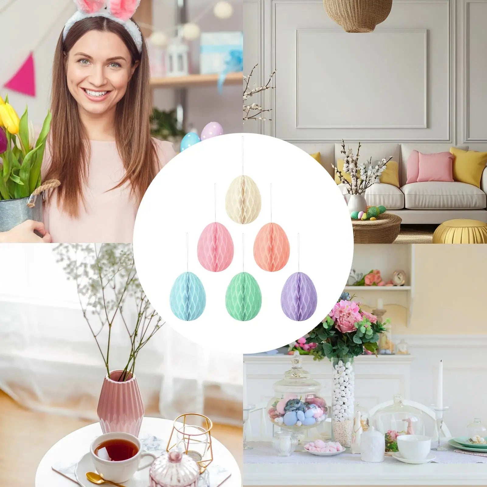 Easter Paper Ball Ornament - Easter Egg Decor 12pc