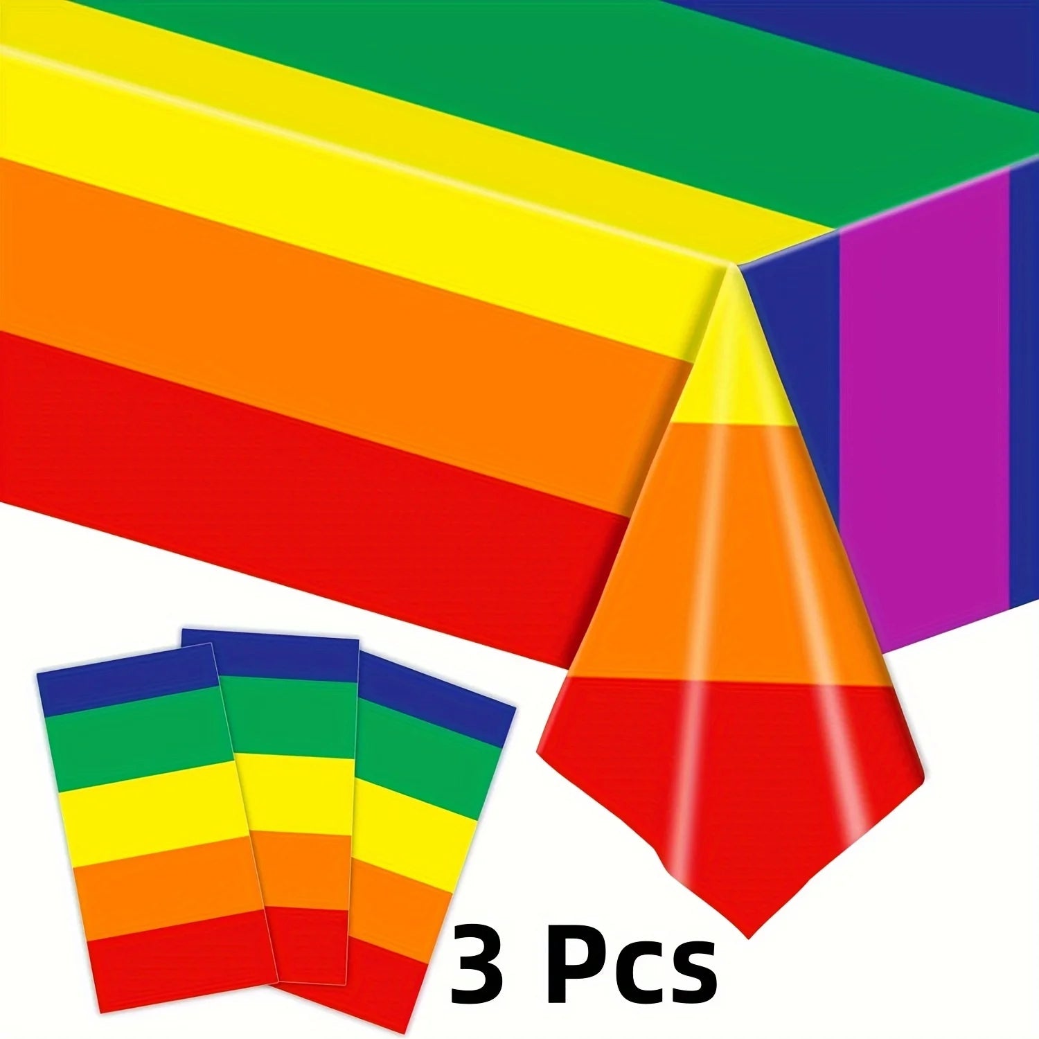 Rainbow Stripe Tablecloths - Disposable Waterproof July 4th Decor