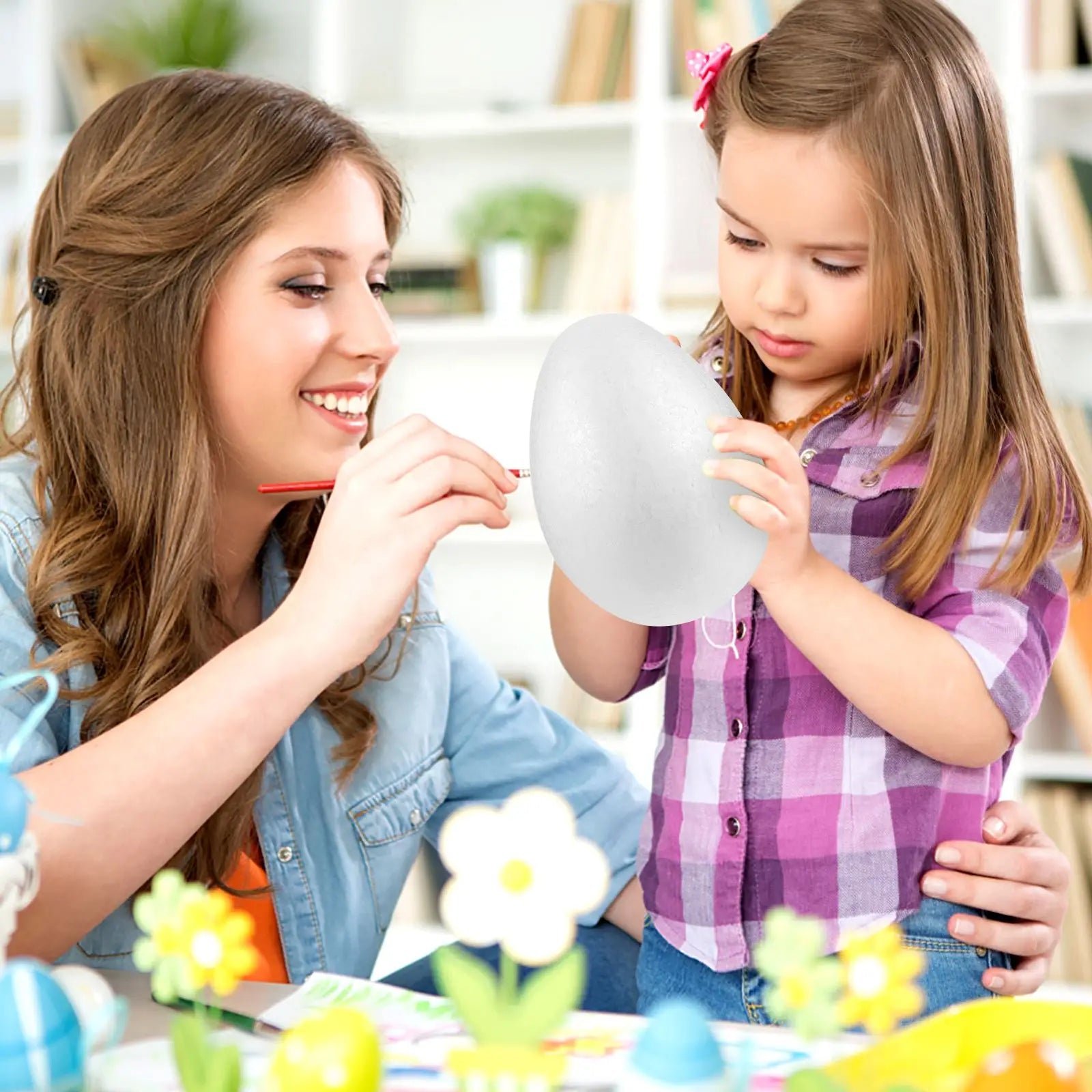 Easter Decorations Foam Eggs DIY Craft Supplies 2pc