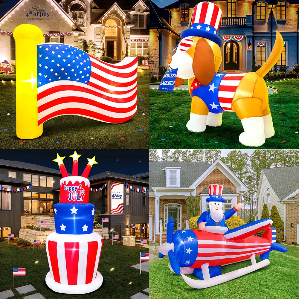 Patriotic Inflatable Plane - American Flag Decor Red White Blue