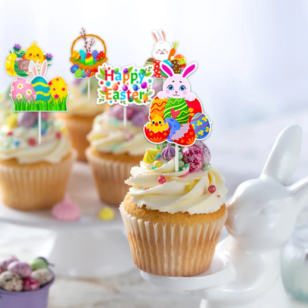 Easter Bunny Cupcake Toppers - Easter Party Decor 12pc